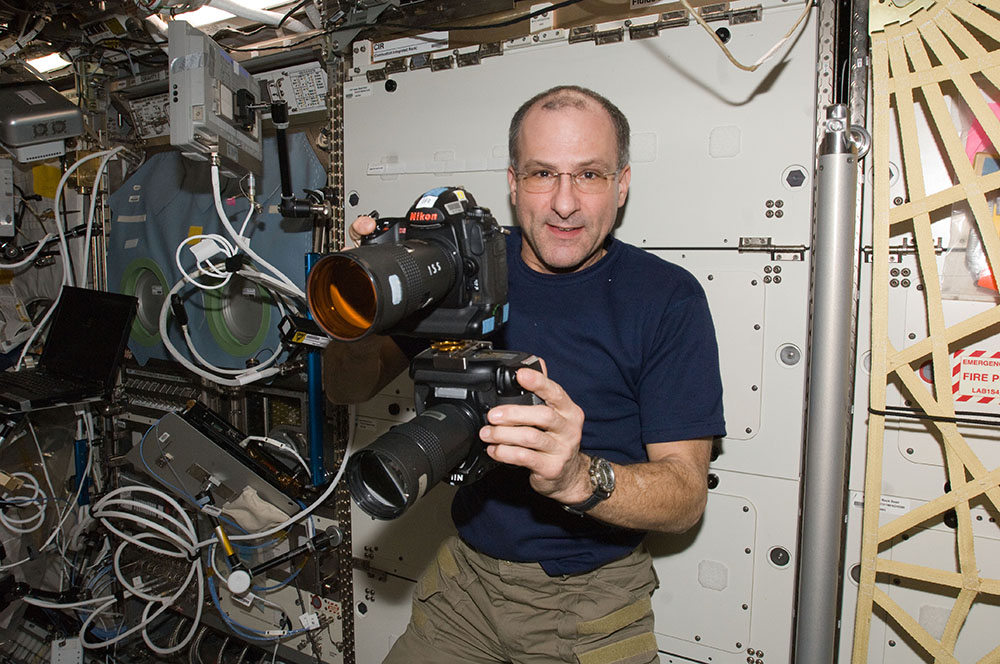 Don Pettit with joined IR and visible still cameras