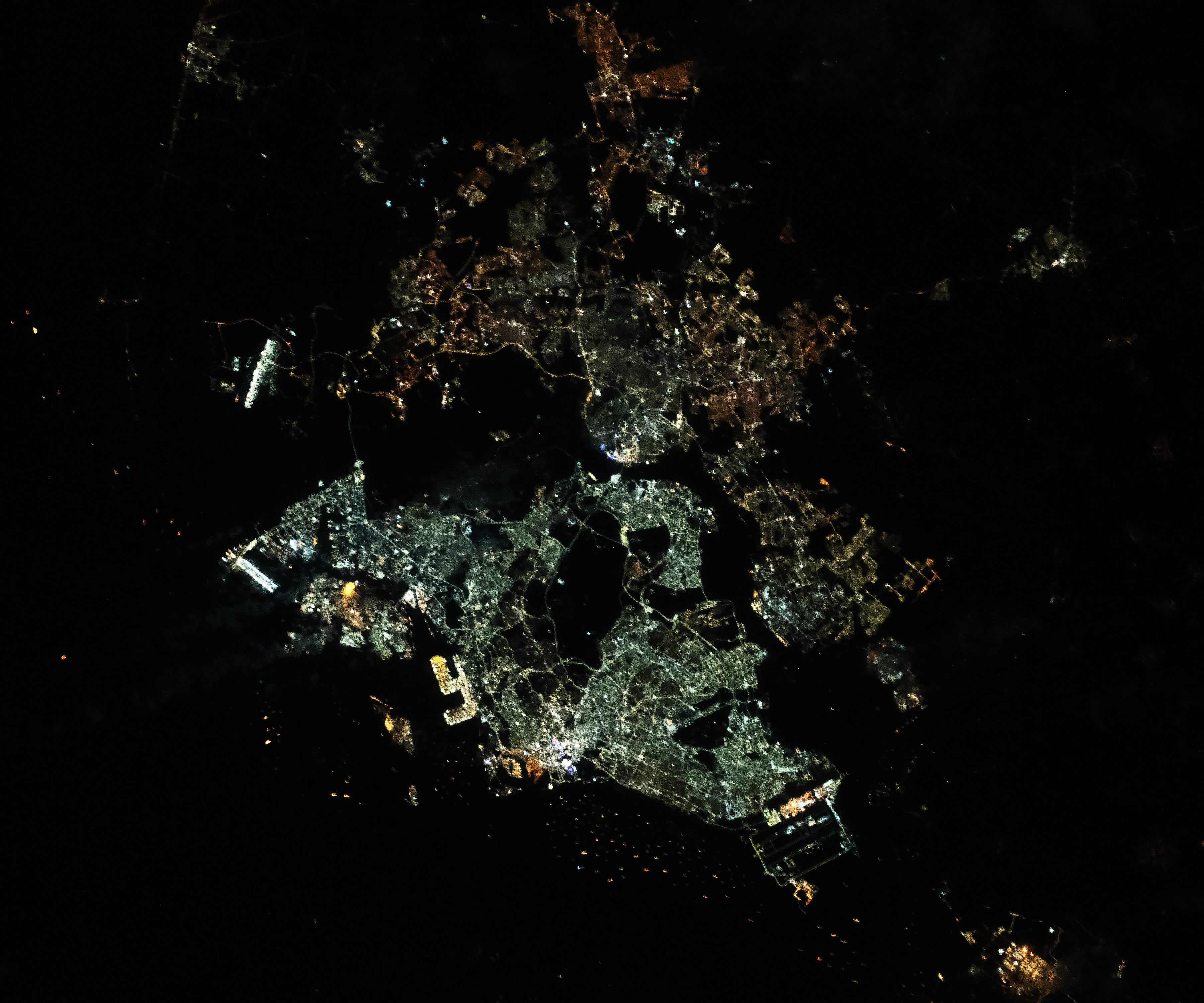 Singapore and Malaysia at Night