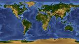 World map with latitude 27.0 and longitude -82.5 marked